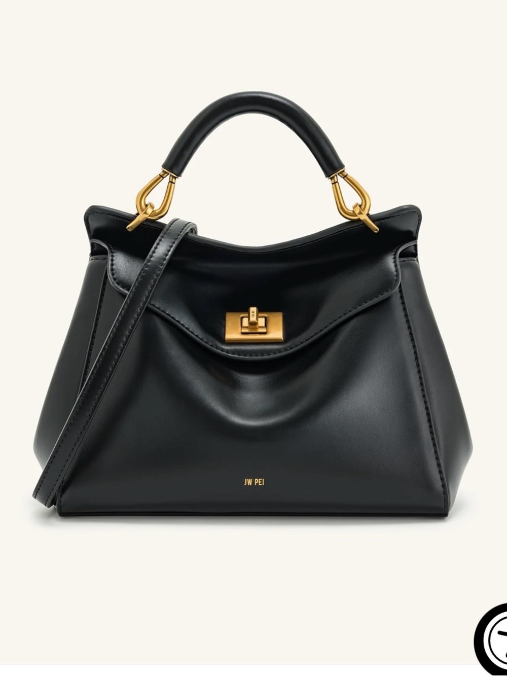JW PEI Black Top-Handle Satchel with Gold Hardware